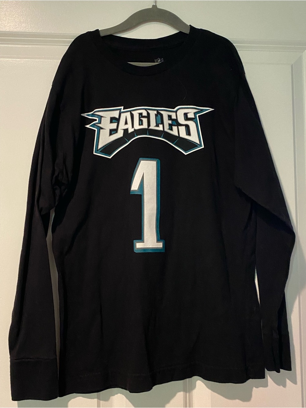 Kids Black Eagles Long Sleeve Tee with Number 1 Graphic